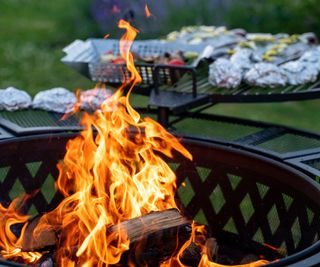 Cooking in a fire pit with foil