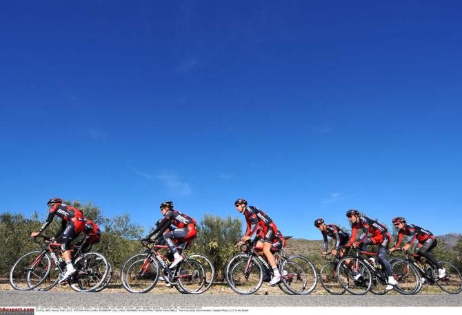 A side on image of the riders