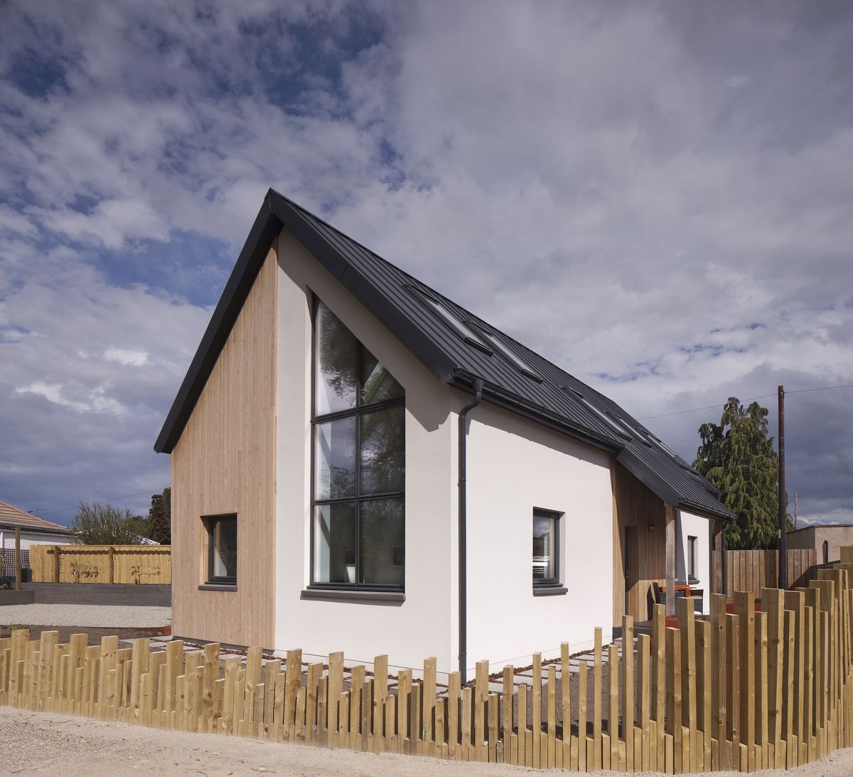 passivhaus kit home exterior with timber cladding