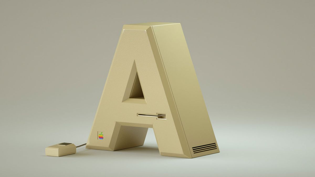 The letter A gets an old school Apple treatment