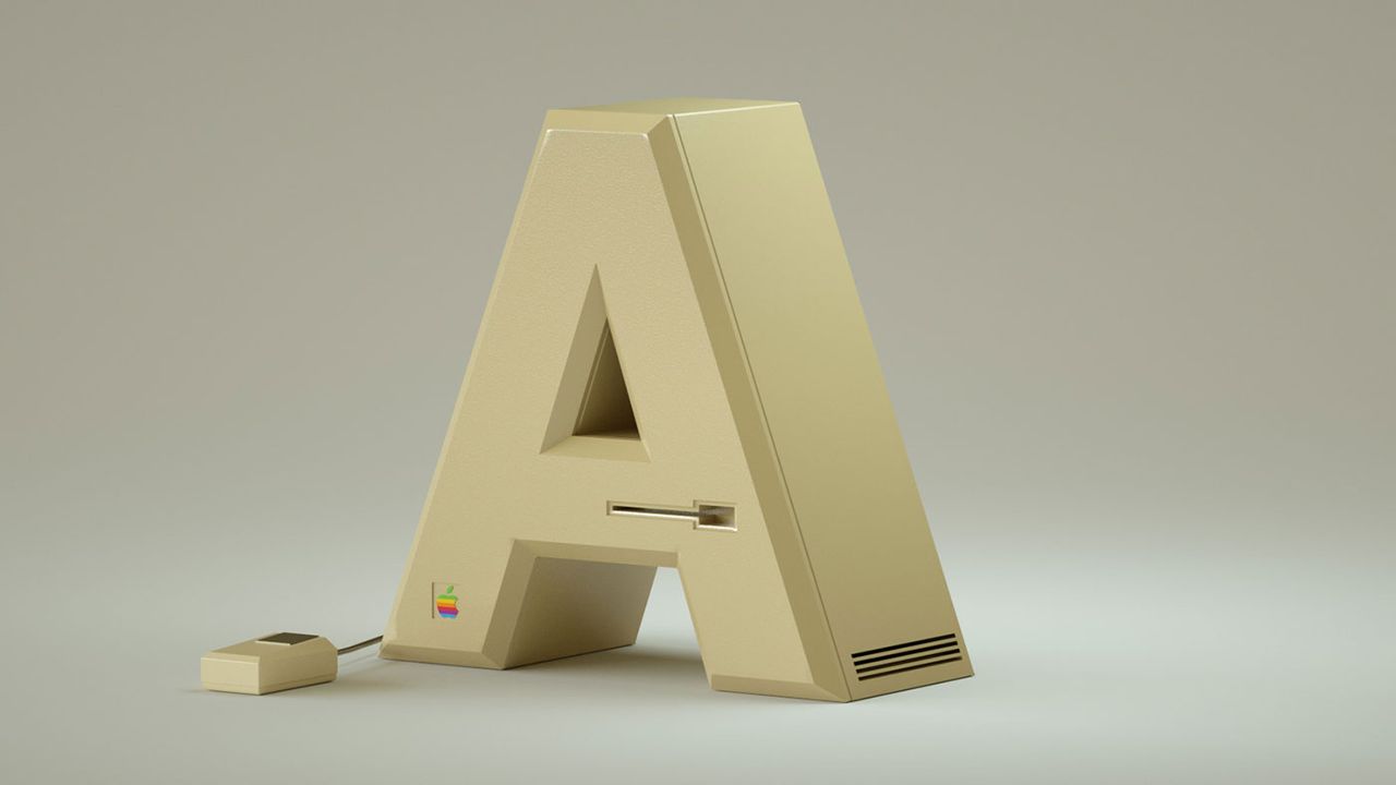 The letter A gets an old school Apple treatment