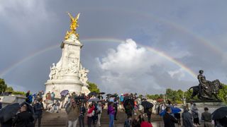 Rainbows appear over Buckingham Palace shortly before the announcement of the death of Queen Elizabeth II