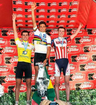 The U23 men's podium (l-r): Henrique Avancini, Sherman Paiva and Rob Squire.