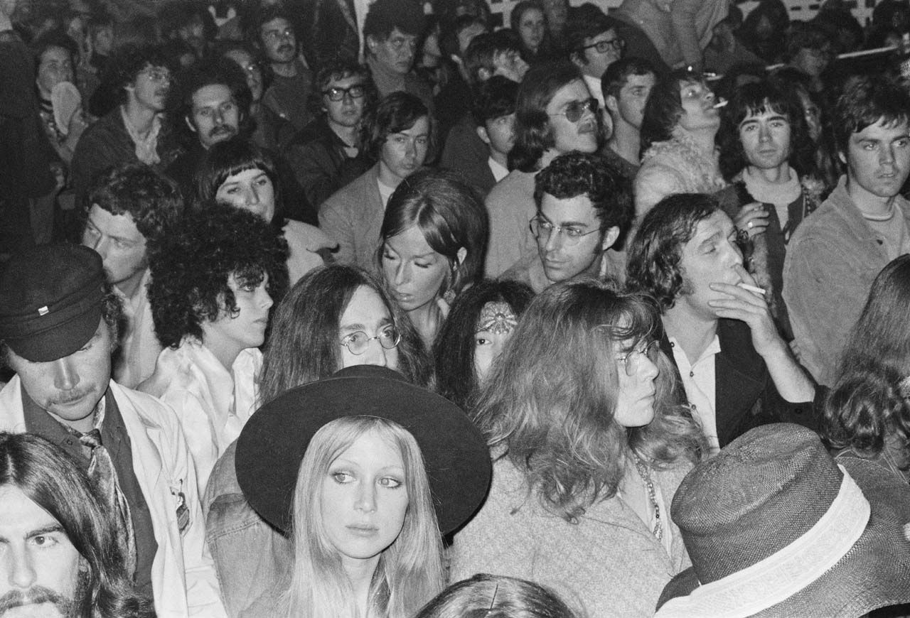 John Lennon and Yoko Ono in the VIP enclosure
