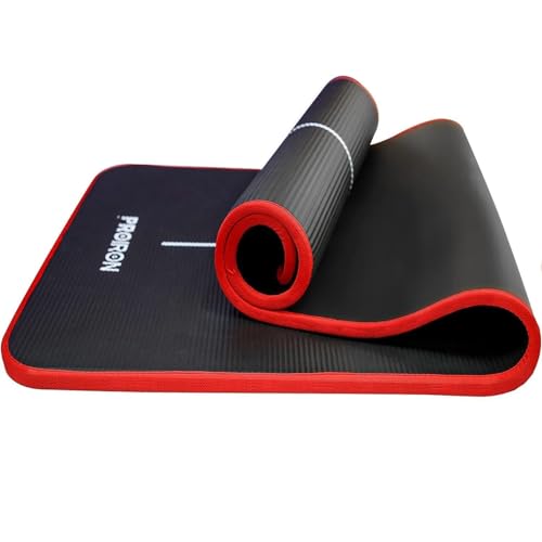Proiron Yoga Mat Thick 10mm - Nbr Yoga Matt Exercise Fitness Foam Large Padded Non-Slip High Density for Pilates, Stretching, Home Gym Workout Men Women With Free Carry Strap (1830mm X 660mm, Black)