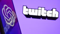 ANKARA, TURKIYE - NOVEMBER 21: In this photo illustration, OpenAI logo is displayed on a mobile phone screen in front of the logo of Twitch in Ankara, Turkiye on November 21, 2023. (Photo by Osmancan Gurdogan/Anadolu via Getty Images)