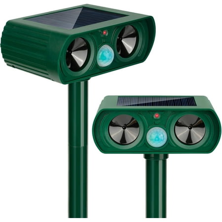 2pack 2025 Solar Ultrasonic in Repellent Defender Rat, Squirrel, Deer, Raccoon, Skunk, Rabbit, Mole, Dog, Cat, Waterproof With Motion Detector for Yard Lawn (2, Green)