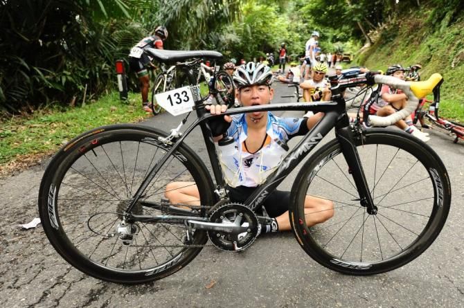 Cheng-Yin Hsieh (Action Cycling Team Taipei) was happy to have a little rest before racing resumed