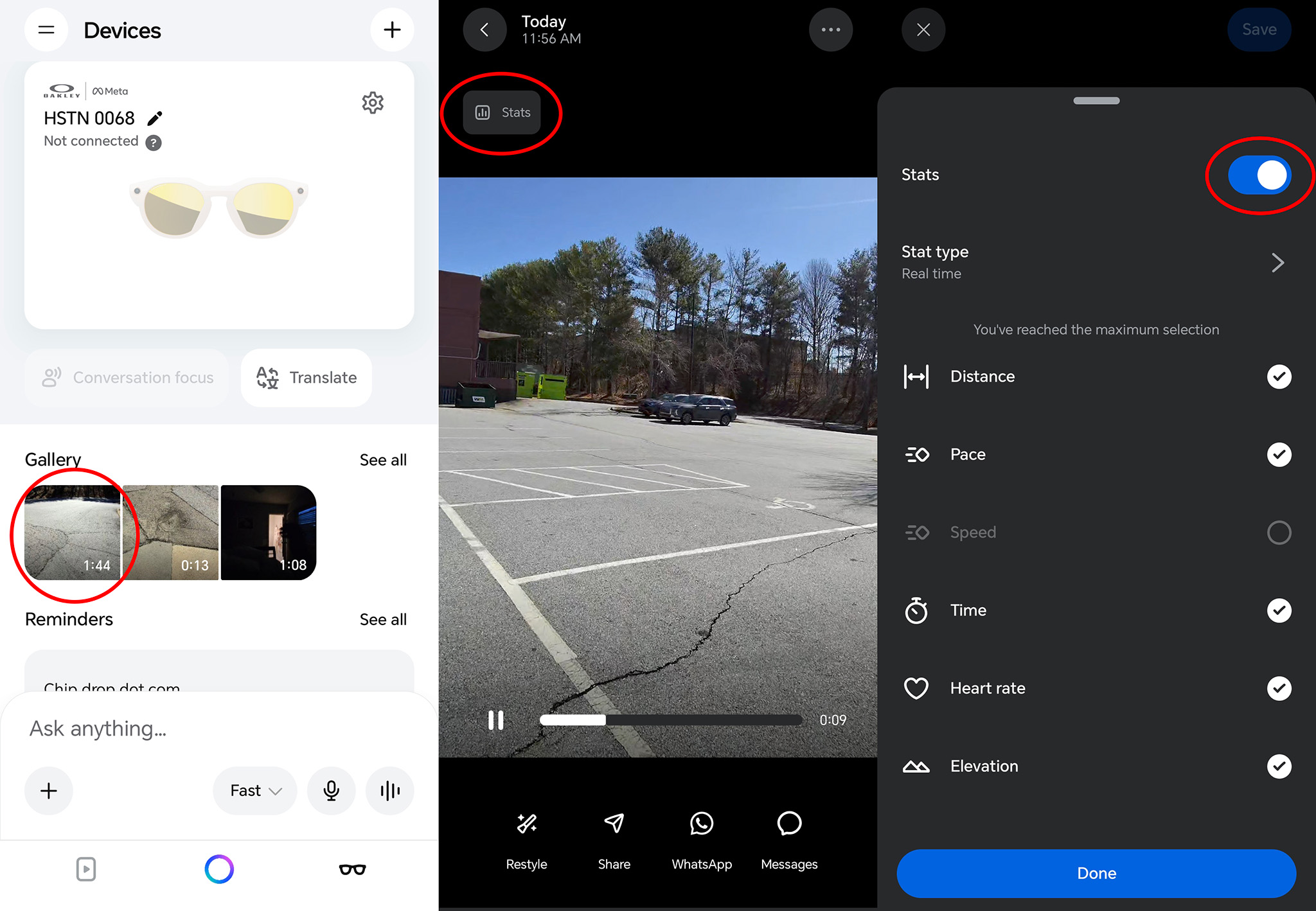 How to enable Strava stats on videos recorded from Meta AI smart glasses
