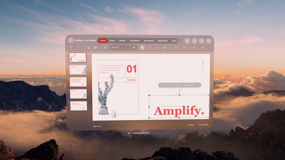 Microsoft 365 PowerPoint running in Vision Pro