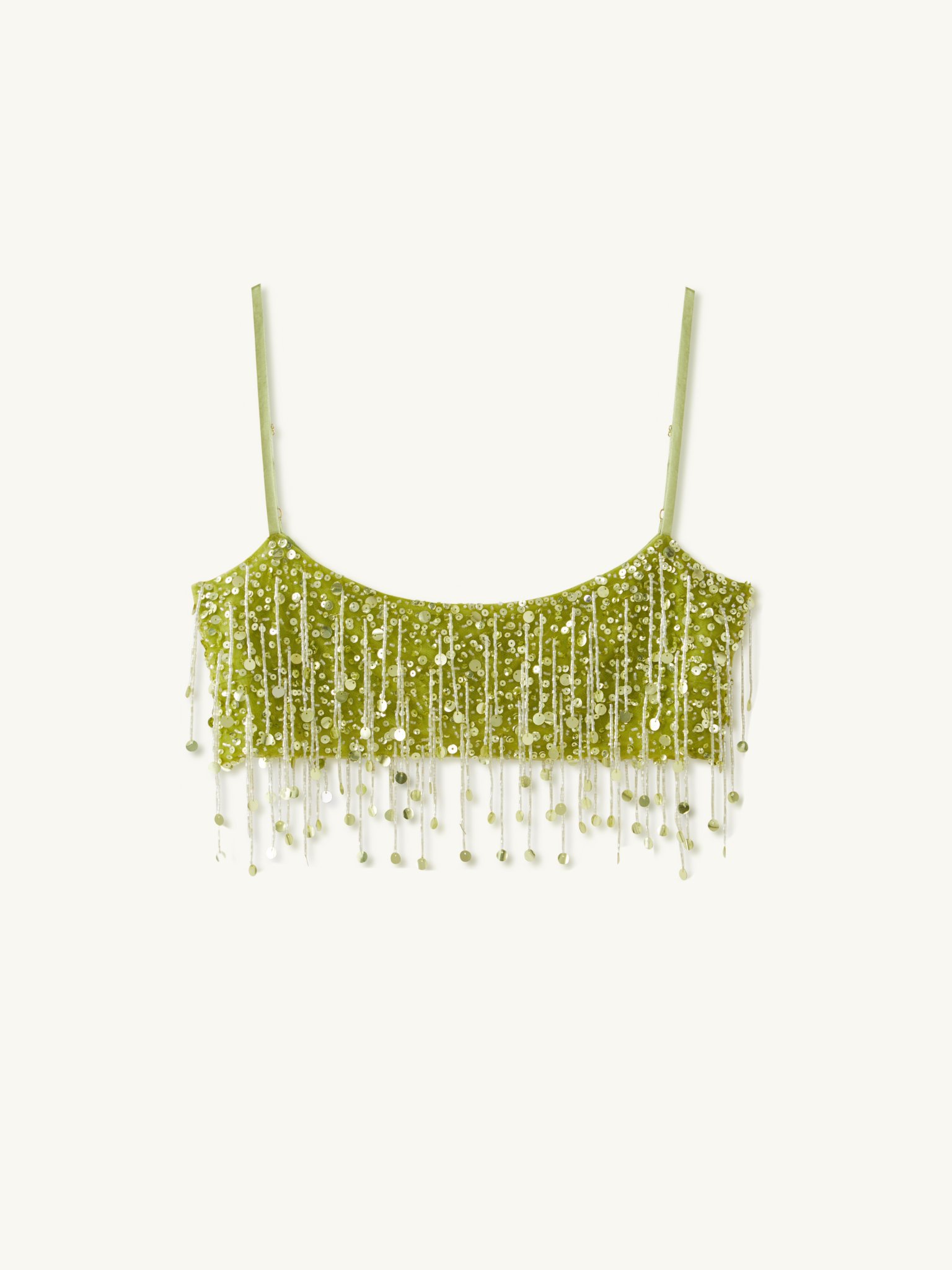 Yasmin Hand Beaded Bralette - Chartreuse - Xxs