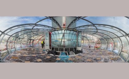 Marks Barfield Architects have completed construction of the glass dome for Brighton’s British Airways i360 tower.