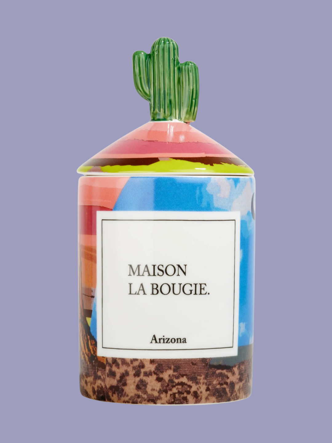 A colorful ceramic candle with a lid from Maison La Bougie