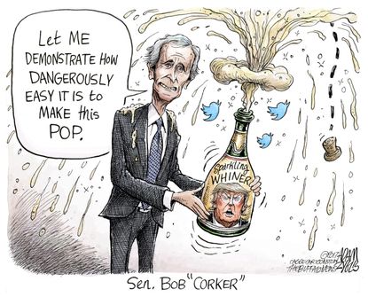 Political cartoon GOP Corker Trump Tweet Fight