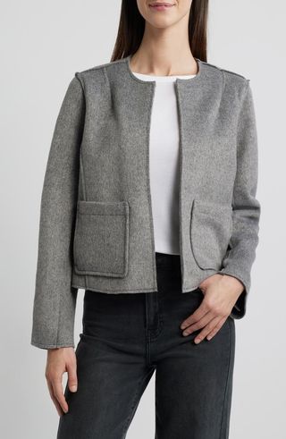 Collarless Crop Jacket