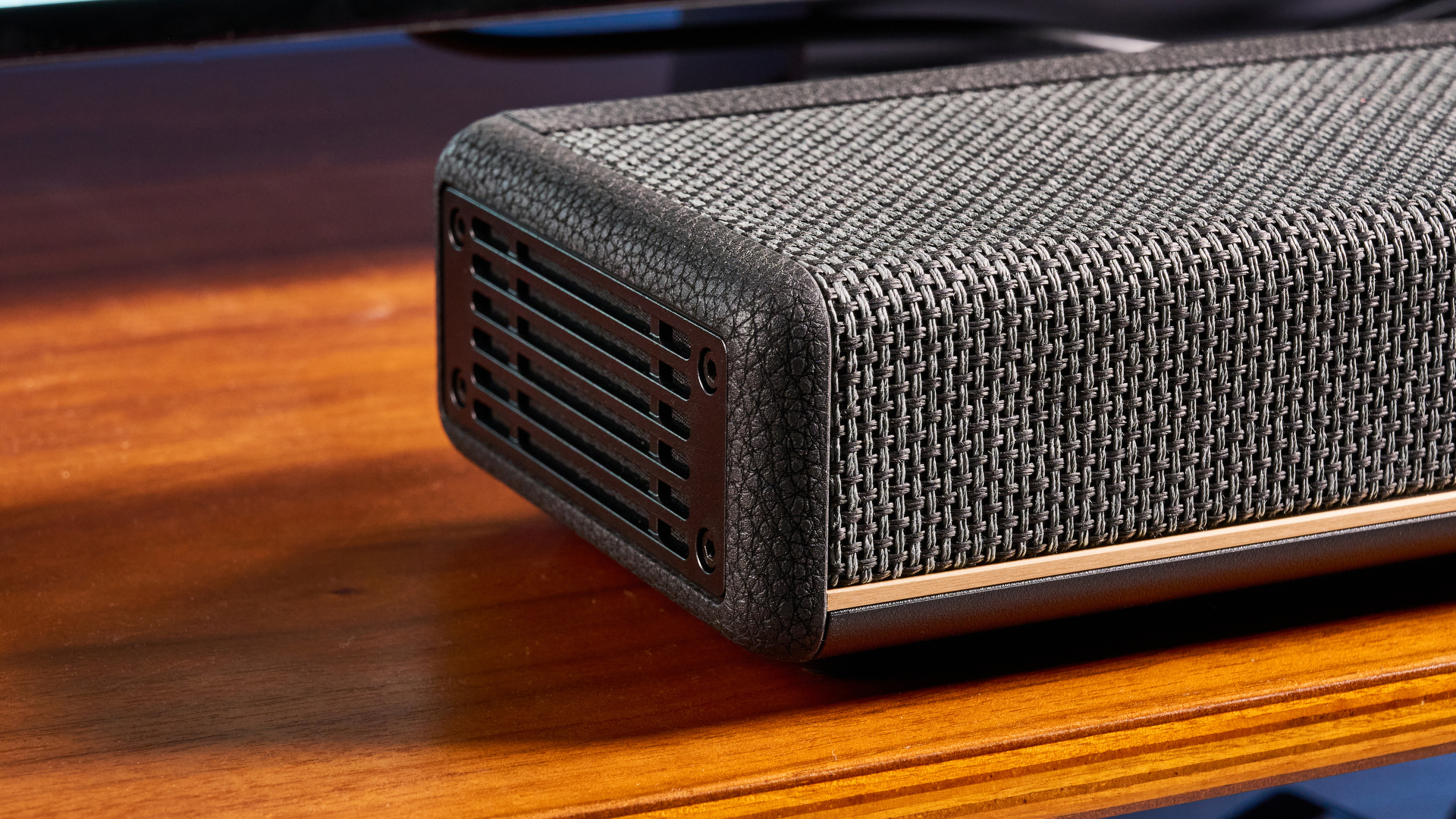 A Marshall Heston 60 compact mid-range soundbar in black