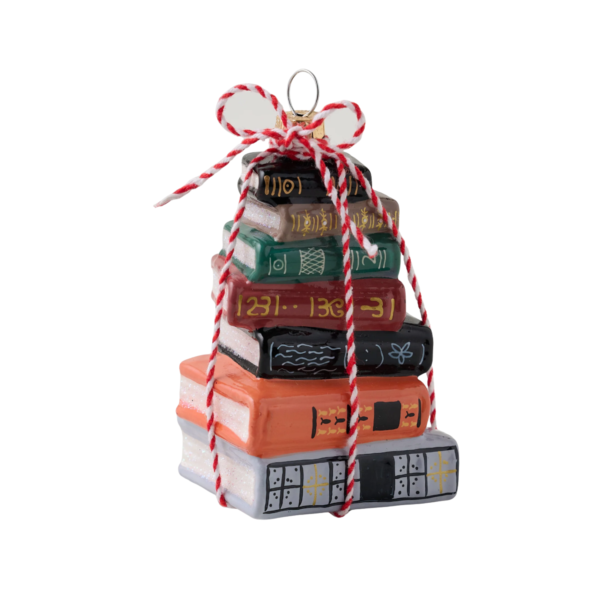 stacked books ornament