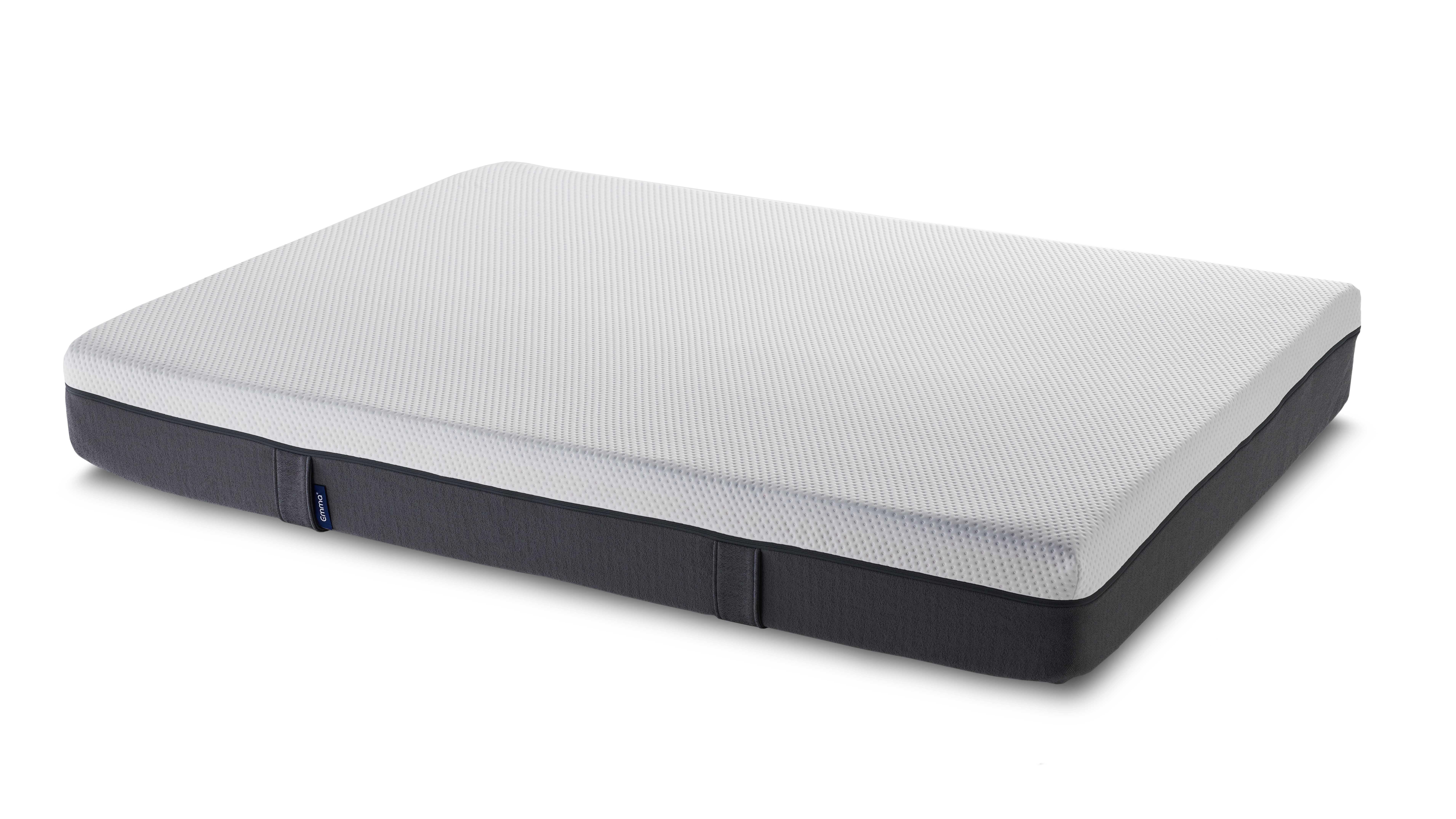 The Emma Original mattress with grey base and a white top