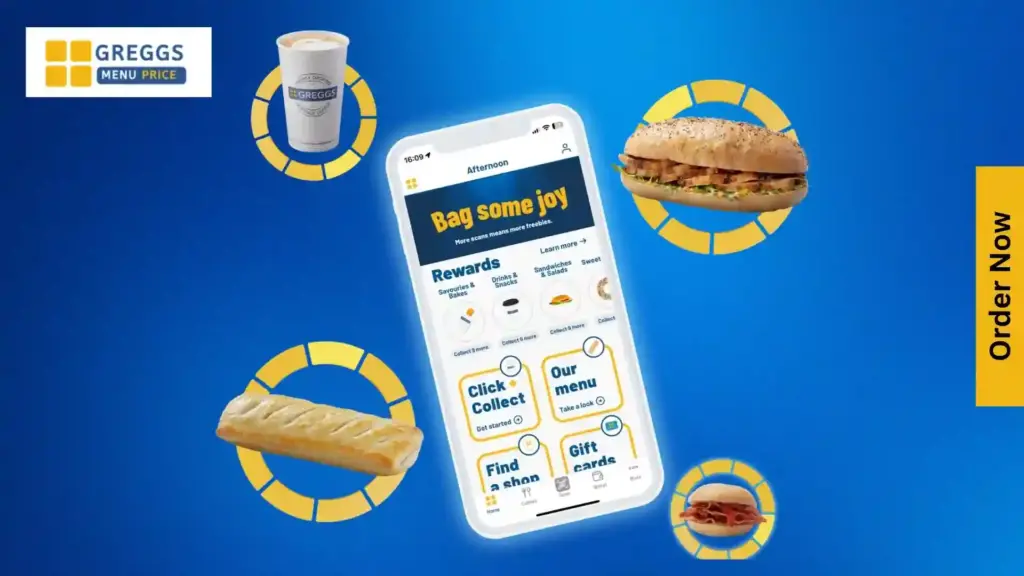 Marketing image showing the greggs app home screen