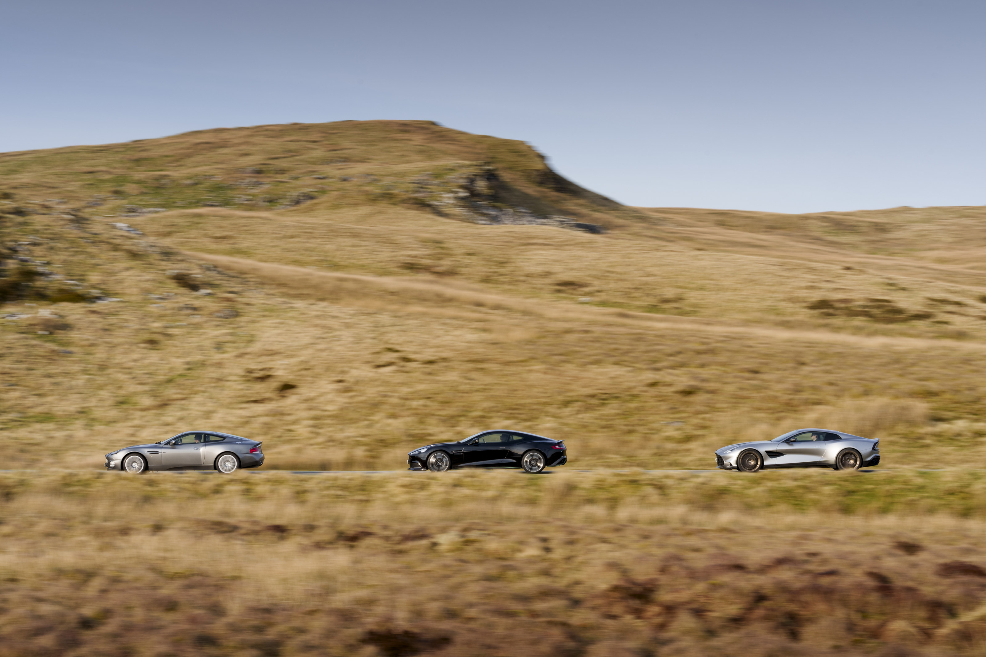 Aston Martin Vanquish, left to right, Mk1, Mk2 and Mk3