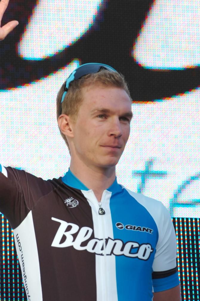 Tom Jelte Slagter (Blanco) waves to the crowd at the teams presentation