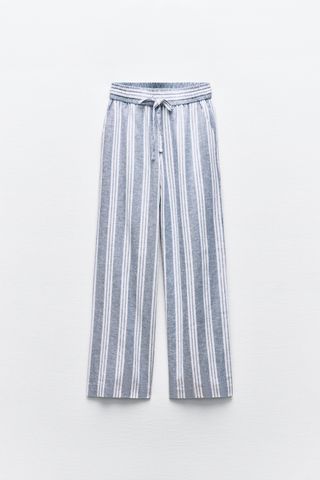 Striped Linen Blend Pants