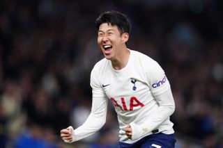 Son Heung-min celebrates Tottenham's third