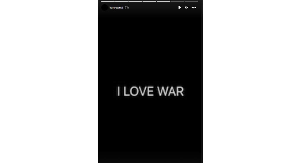 A screenshot of Kanye West's Instagram Stories