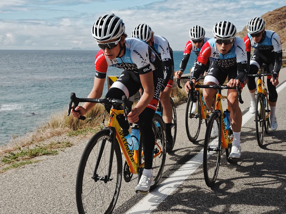 US junior road race champion Cole Davis (front / center) joins the program at age 18.