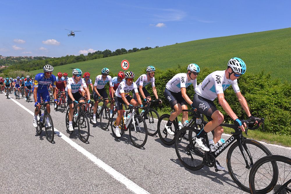 Team Sky during stage 18 from Abbiategrasso to Prato Nevoso at the Giro d'Italia