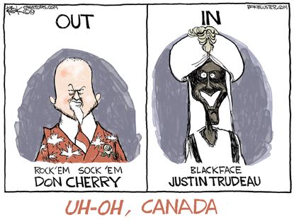 Political Cartoon World Don Cherry Justin Trudeau In Out