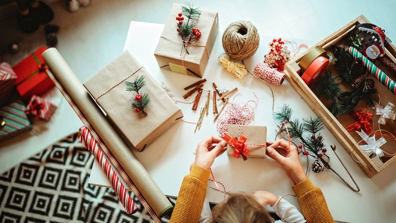 Wrapping Christmas presents at home