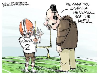 Editorial cartoon Manziel NFL behavior