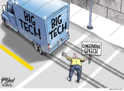 Editorial Cartoon U.S. big tech free speech conservative