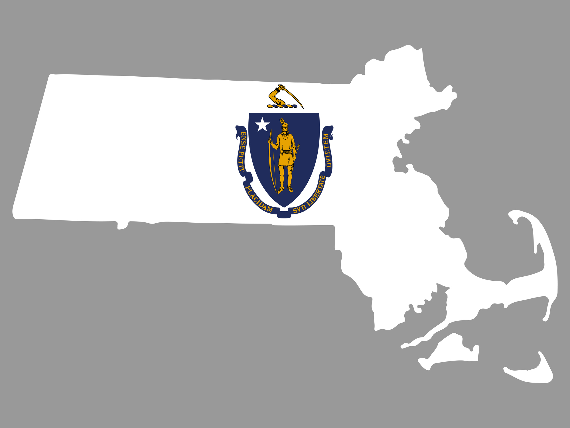 Map flag of the U.S. state of Massachusetts Vector illustration