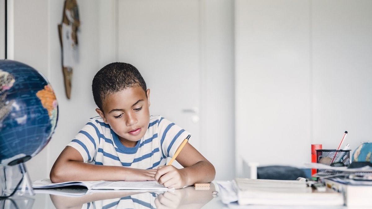 child at desk