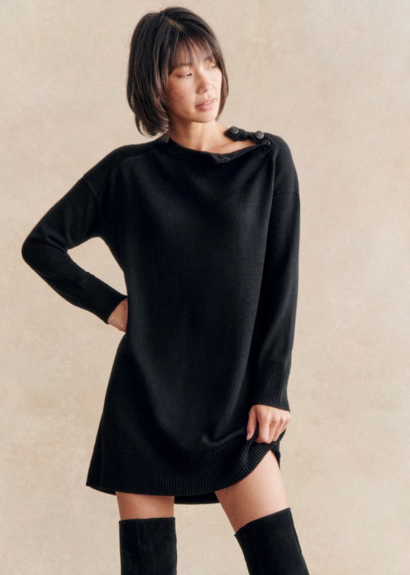 Mathie Dress - Black - Merino Wool - S&amp;eacute;zane