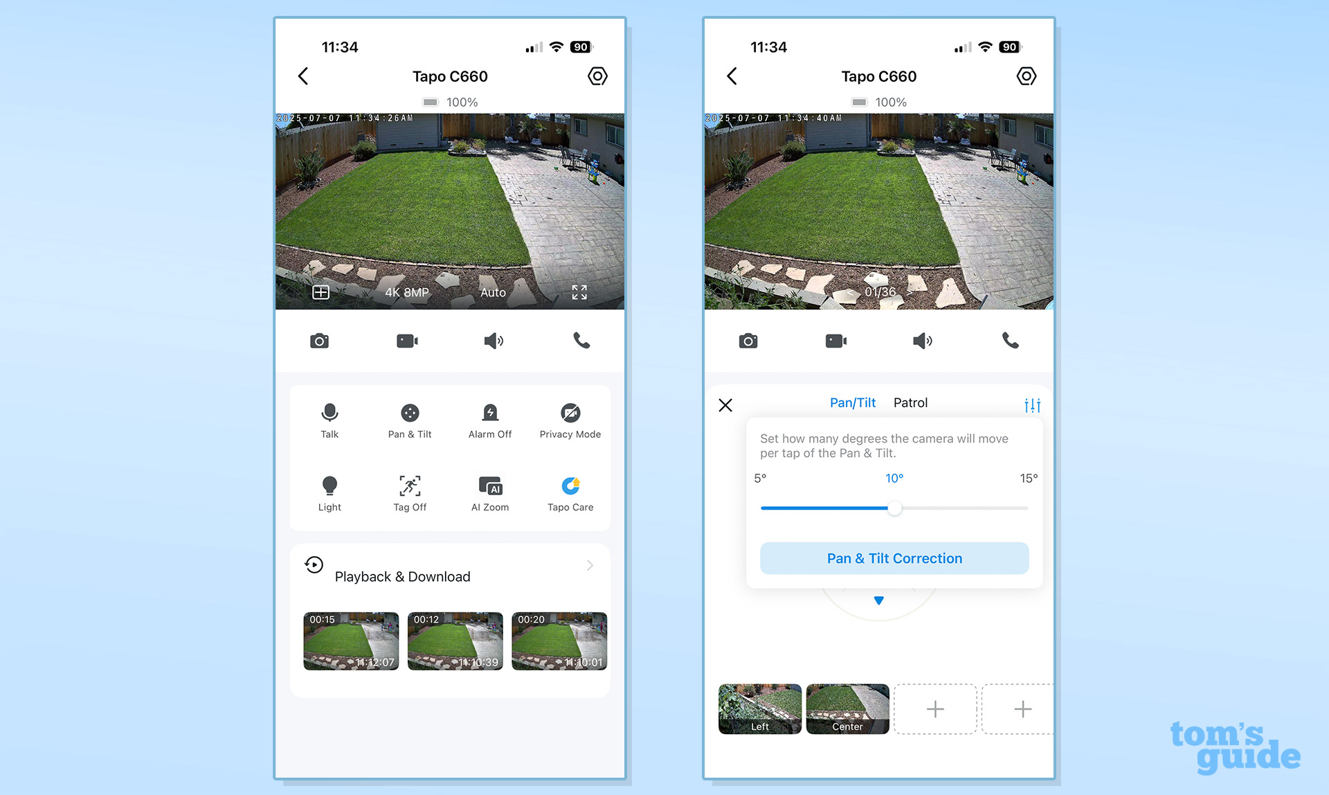 Two screenshots from the TP-Link Tapo C660 Kit app.