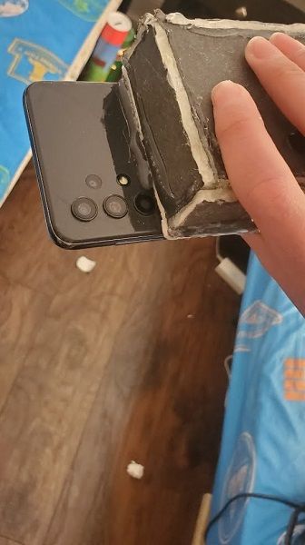 The back of a 30,000mAh modded Galaxy A32 5G.