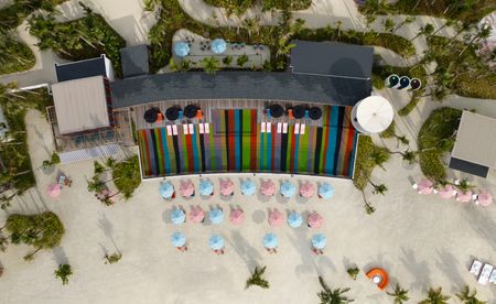 Aerial view of poolside at SO/ Maldives