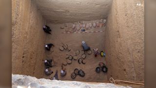 The ancient Egyptian cache had about 370 large pottery storage vessels.