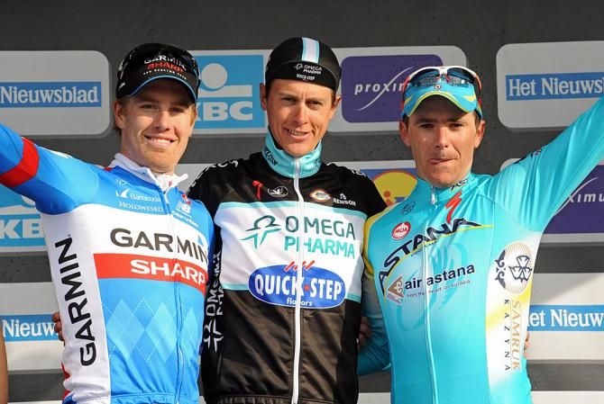 Podium: Niki Terpstra (Omega Pharma - QuickStep), Tyler Farrar (Garmin - Sharp), Borut Bozic (Astana)