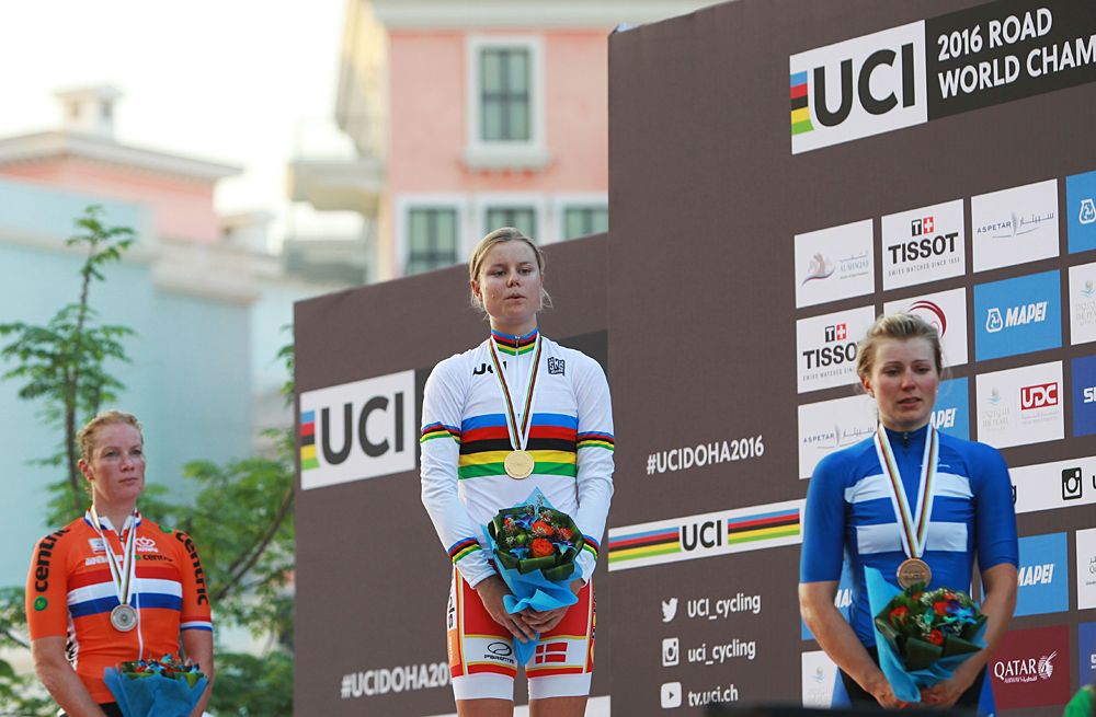 Amalie Dideriksen of Denmark won the elite women&rsquo;s road race at the World Championships