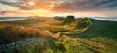 Hadrians Wall near Houseteads Roman Fort, Vercovicium, Northumberland, England, United Kingdom