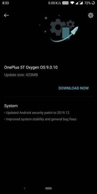 OnePlus 5T OxygenOS 9.0.10 Changelog