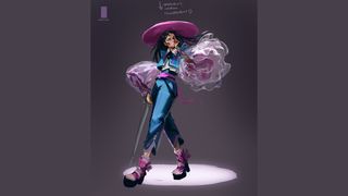 video game concept art tutorial; a painting of a video game character
