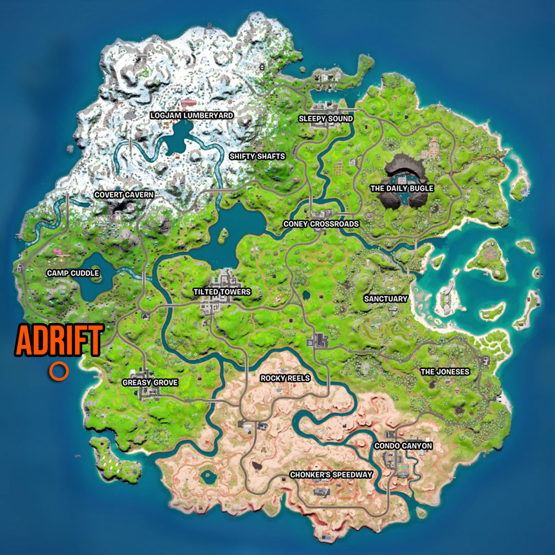 Where to visit Fortnite Adrift or Pawntoon in a Motorboat | GamesRadar+