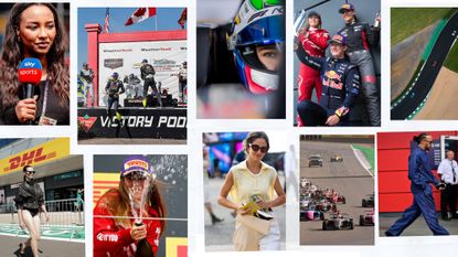 A montage of photos from the F1 Grand Prix of Great Britain at Silverstone Circuit
