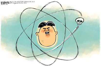 Political cartoon U.S. Kim Jong Un North Korea nuclear threat