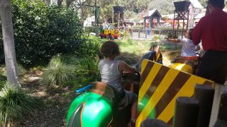 Legoland California kid on joust ride